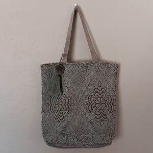 Lovestitch Large Gray Cotton Tote Bag